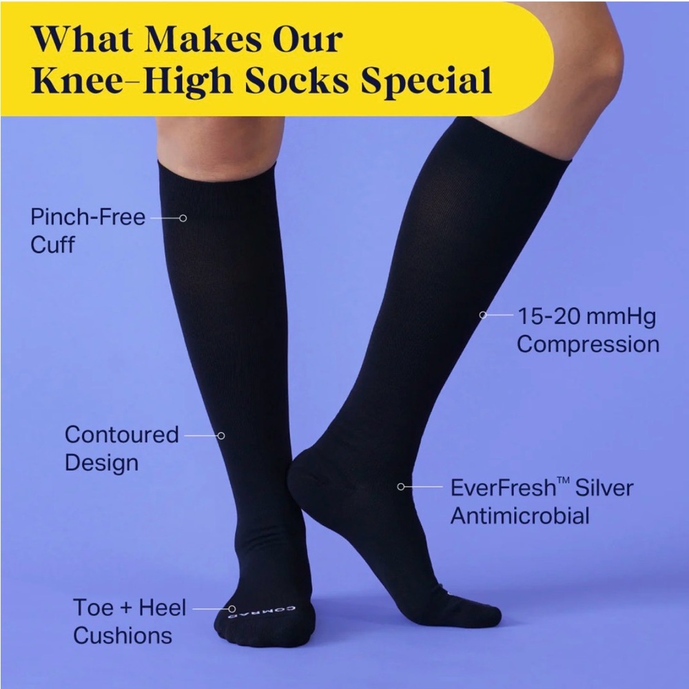 COMRAD Black Knee High Compression Socks